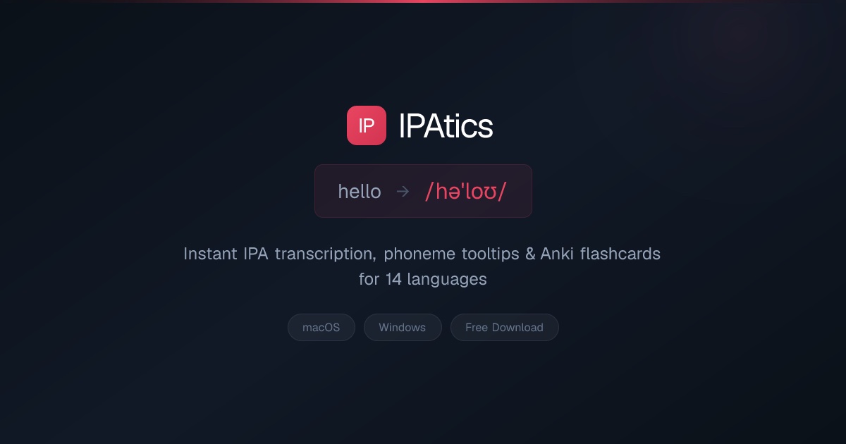 Official IPAtics product visual: text to phonetic transcription